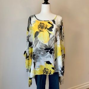 Yellow + Black Poncho Blouse
